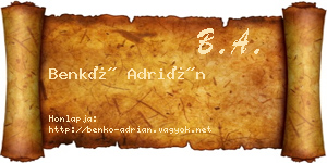 Benkő Adrián névjegykártya