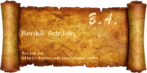 Benkő Adrián névjegykártya